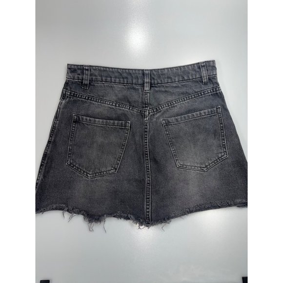 Free People We The Free Mini Skirt Women's Size 28‎ Fray Hem Washed Black Denim - Picture 4 of 5